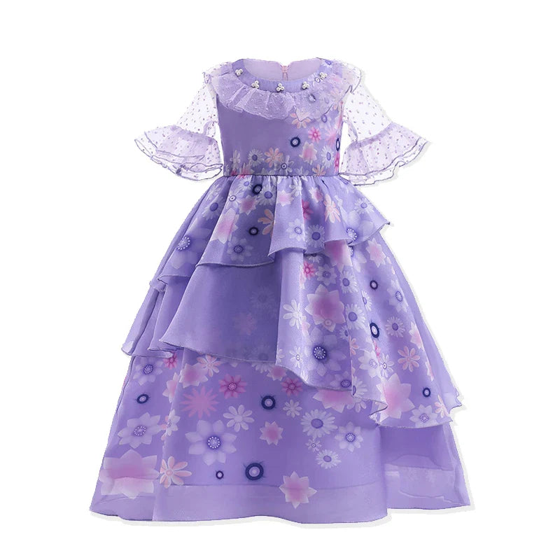 Halloween Girls Disney Encanto Isabela Princess Dress Baby Girls Isabela Cosplay Costumes Carnival Birthday Party Clothings