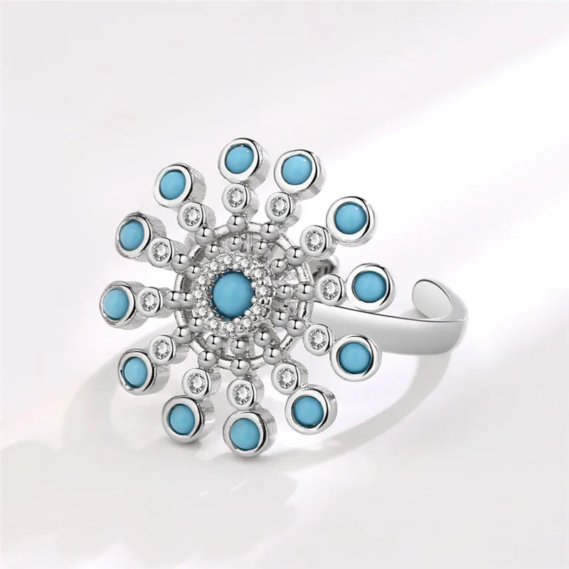 2023 Fashion Beads Anxiety Ring Fidget Spinner Rings Crystal Butterfly Flower Star Moon Ring Anti Stress Jewelry Gift