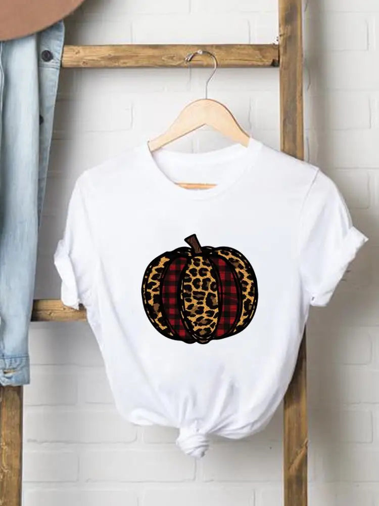 Pumpkin Sweet Lovely Cute Women Graphic Ladies Print Tees Clothing Lady Fall Autumn Halloween Thanksgiving Style T T-shirts