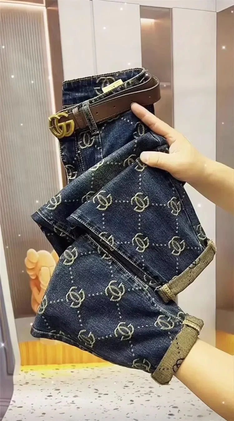 Women's Jeans For Autumn And Winter, High Waist, Loose Fit, Slim Fit, Shopping And Leisure, High-end Brand Pants, 2024 New Item