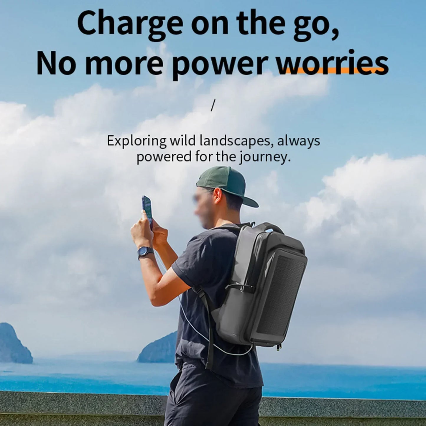 44x32x17cm 35L Solar Charging Backpacks 30W Solar Panel Oxford Cloth Lightweight Waterproof Zipper Bag Outdoor Bag Accessories