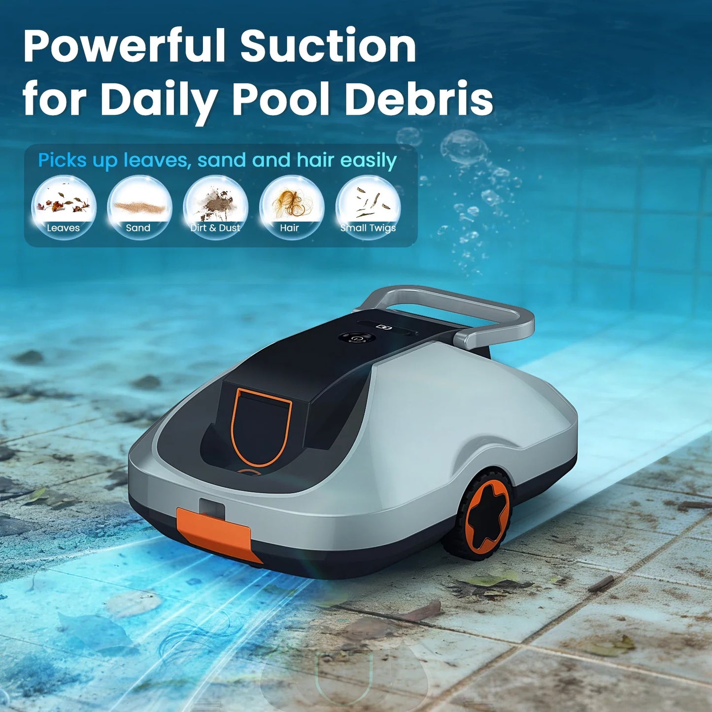 C1 Robotic Pool Cleaner, 200-Min Runtime,  Self-Parking Cordless Pool Vacuum for Above Ground & Inground Pools up to 2500 Sq.ft