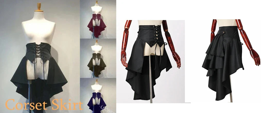 Steampunk Skirt Ruffles Tulle Overskirt Women Lady Gothic Punk Sexy Lolita Cocktail Party Puffy Mermaid Overskirts