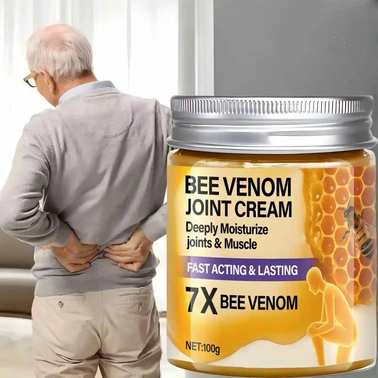 Water Ice Levin 7X Bee Venom Joint Cream, Fast Acting & Lasting, Deeply Moisturizes Joints & Muscles with Turmeric & Coconut Oil