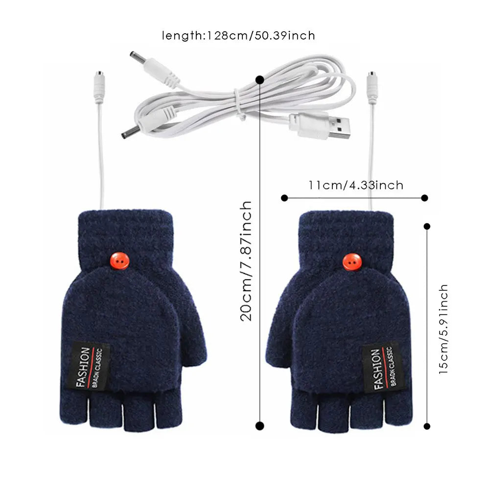 USB Electric Heated Gloves Adjustable Temperature Full Half Finger Warmer Touchscreen Electric Thermal Gloves Warm Winter Warmer