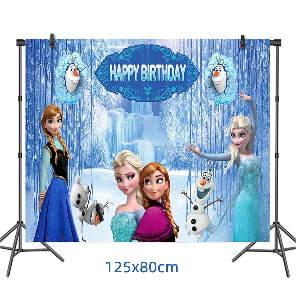 Frozen Anna Elsa Princess Birthday Party Decorations Balloon Disposable Tableware Party Supplies