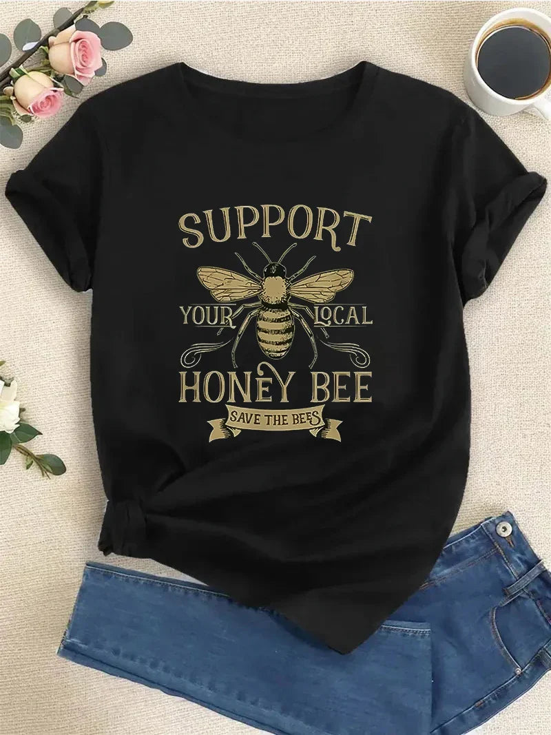 Beekeeper Funny I Can't My Bees Need Me Beekeeping Apiarist T-Shirt Summer Fashion Short Sleeve Round Neck Top Women's T-shirt