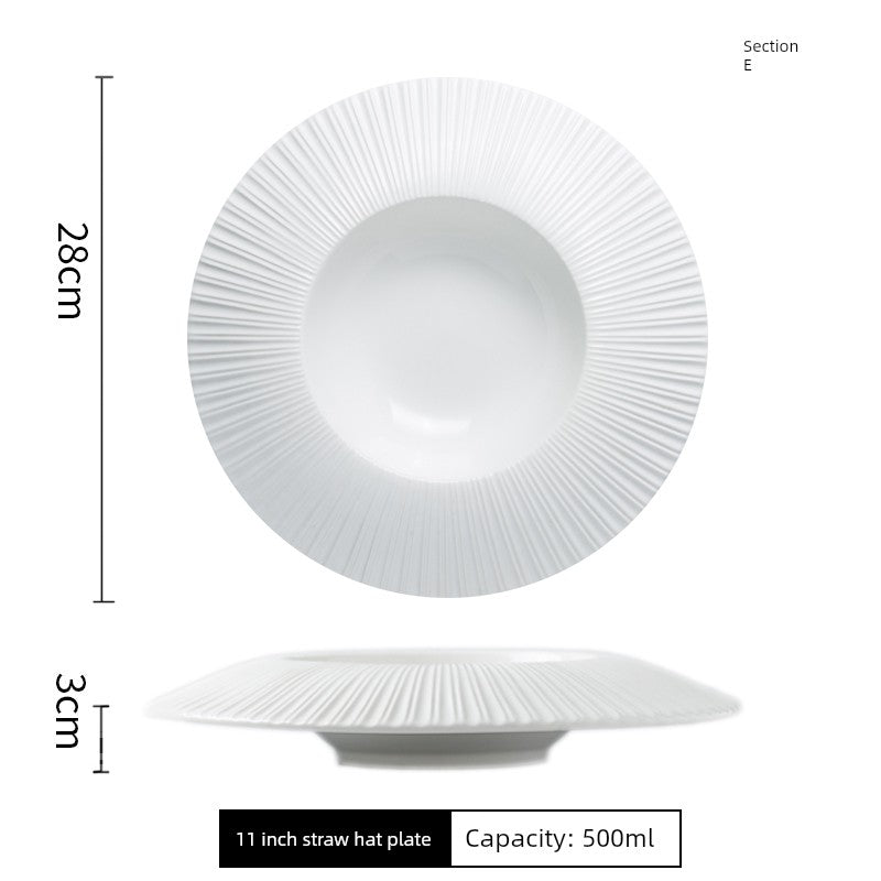 Yiheng Scandinavian Ins2021 New Steak Western Food Tray Hotel Household Kitchen Tableware round Deep Straw Hat Soup Plate