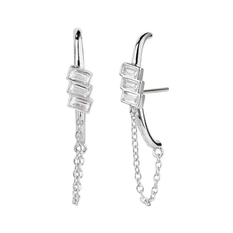Cartilage 925 Silver Earrings Fashion C-shaped Zircon ear studs European American Geometric Piercing Earrings For Women Jewelry