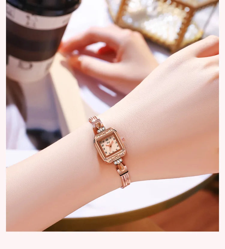 Elegant Lady Wristwatches Luxury Gold Square Dial Simple Casual Women's Watches Waterproof Stainless Steel Golden Girls Watches
