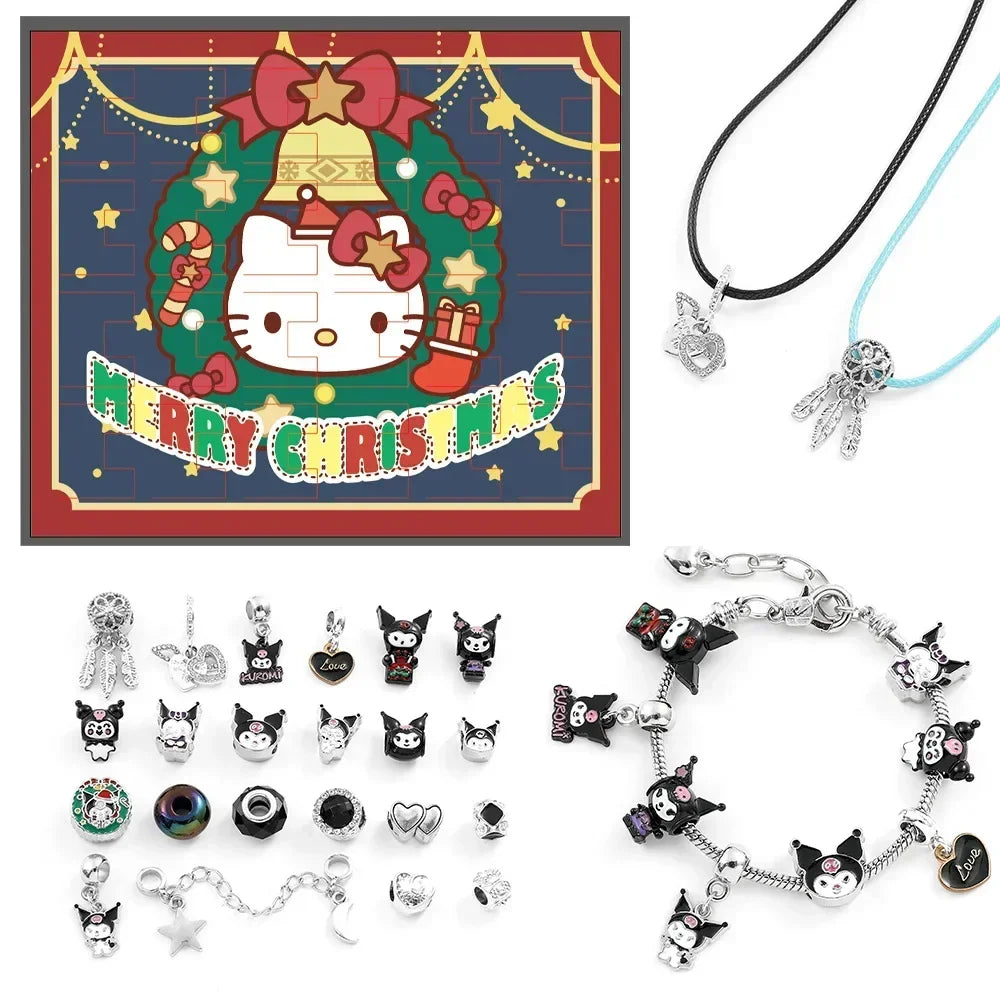 Disney Lilo&Stitch Mickey Christmas Advent Calendar Random Box 24 Days Xmas Countdown Calendar DIY Bracelet Making Kit Gift