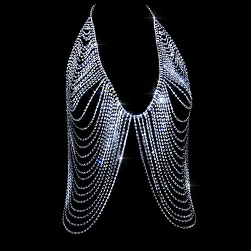 Stonefans Lingerie Shoulder Chain and Dress Bra Strap Necklace Wedding Rhinestone for Women Set Sexy Beach Bikini Jewelry Thong