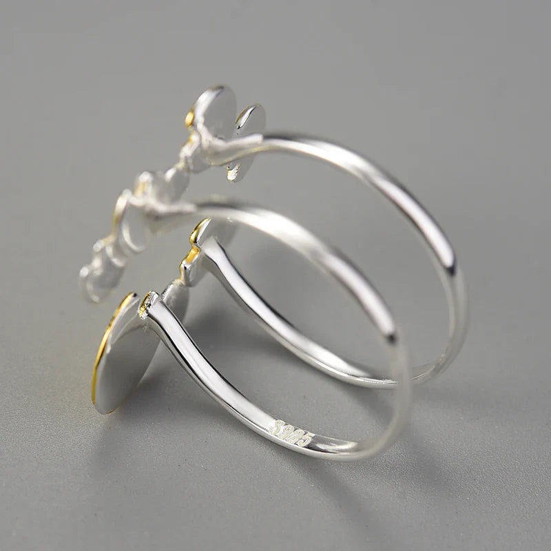 Lotus Fun Elegant Water Lily Leaves Double Layer Adjustable Rings for Women 925 Sterling Silver Luxury Designer Fine Jewelry