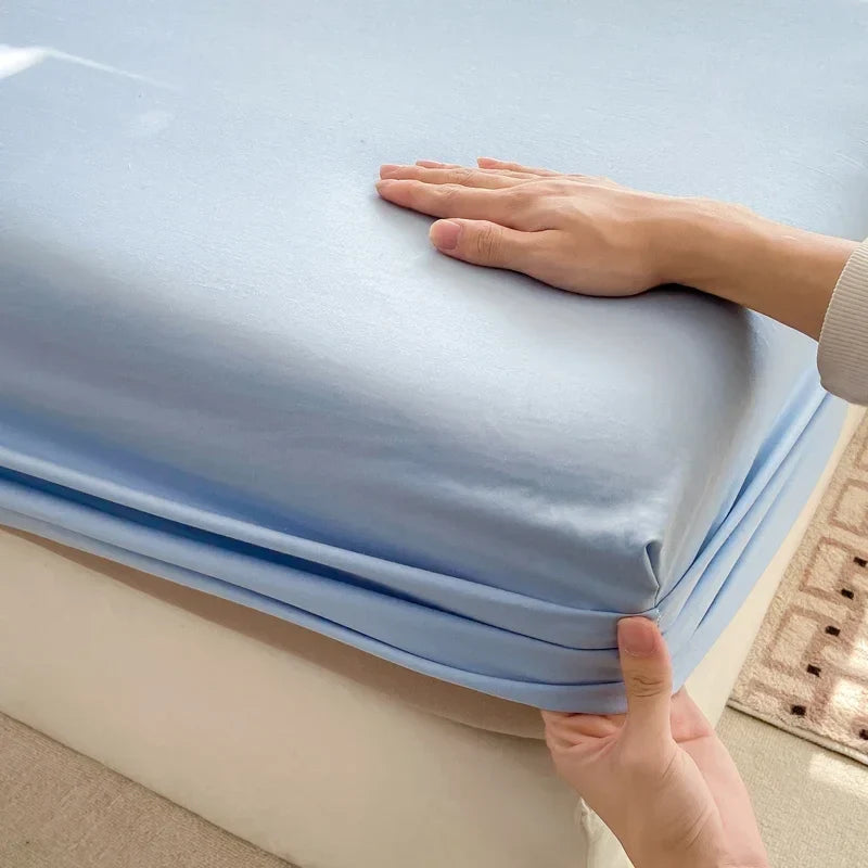 100% Cotton Fitted Bed Sheet With 360 Elastic Band Bedsheet Bedspread for Single Double King Queen Size Mattress Protector Cover