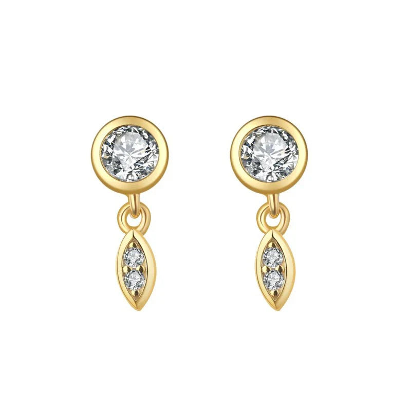 925 Sterling Silver Ear Needle Geometric Zircon Metal Earrings for women Shiny Crystal Luxury Small Stud Fashion Wedding Jewelry