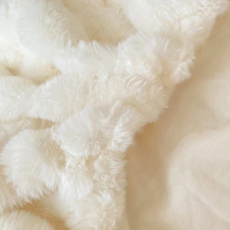 2pcs Fluffy Plush Pillowcase 48x74cm Winter Warm Thickness Soft Rabbit Fleece.