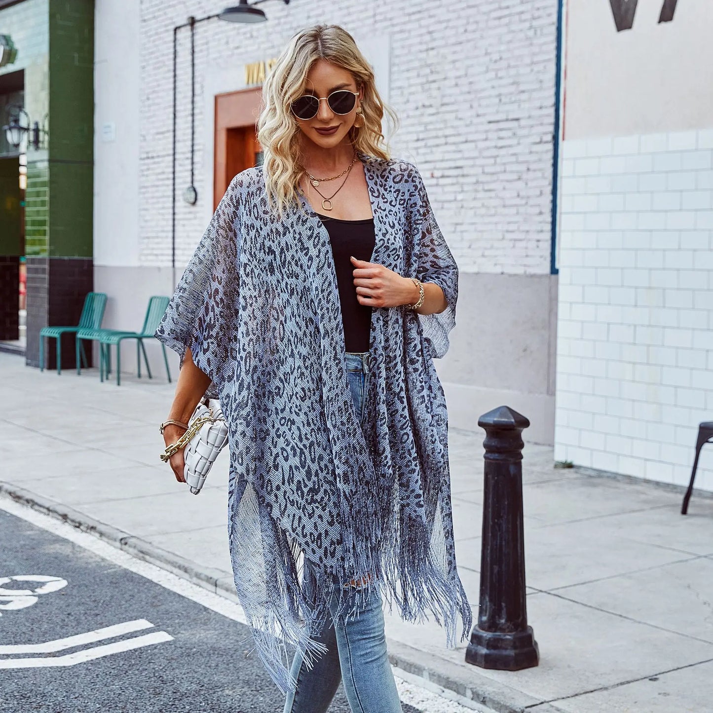 Women's Tops Leopard Loose Tassels Coverups Beach Swim Bikini Kimono Cardigan Bathing Suit Cover Ups Blouse Swimwear Resort Wear