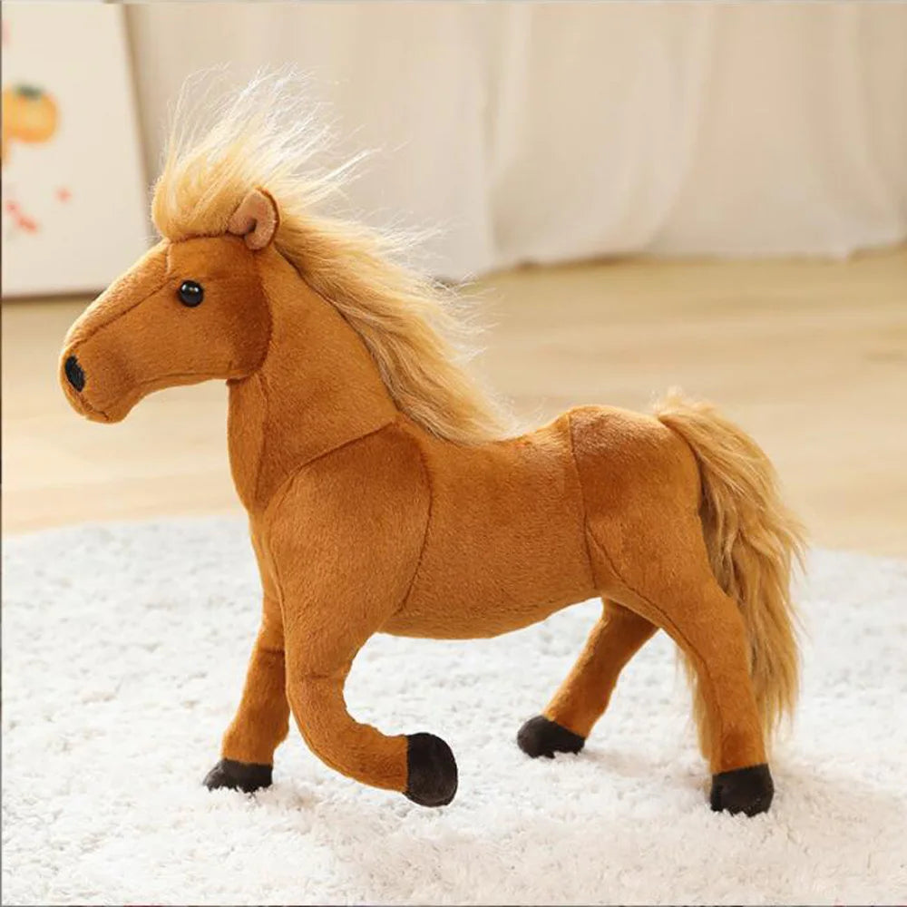 Cartoon Simulation White Black Horse Stuffed Children Plush Toy pony doll Christmas birthday gift