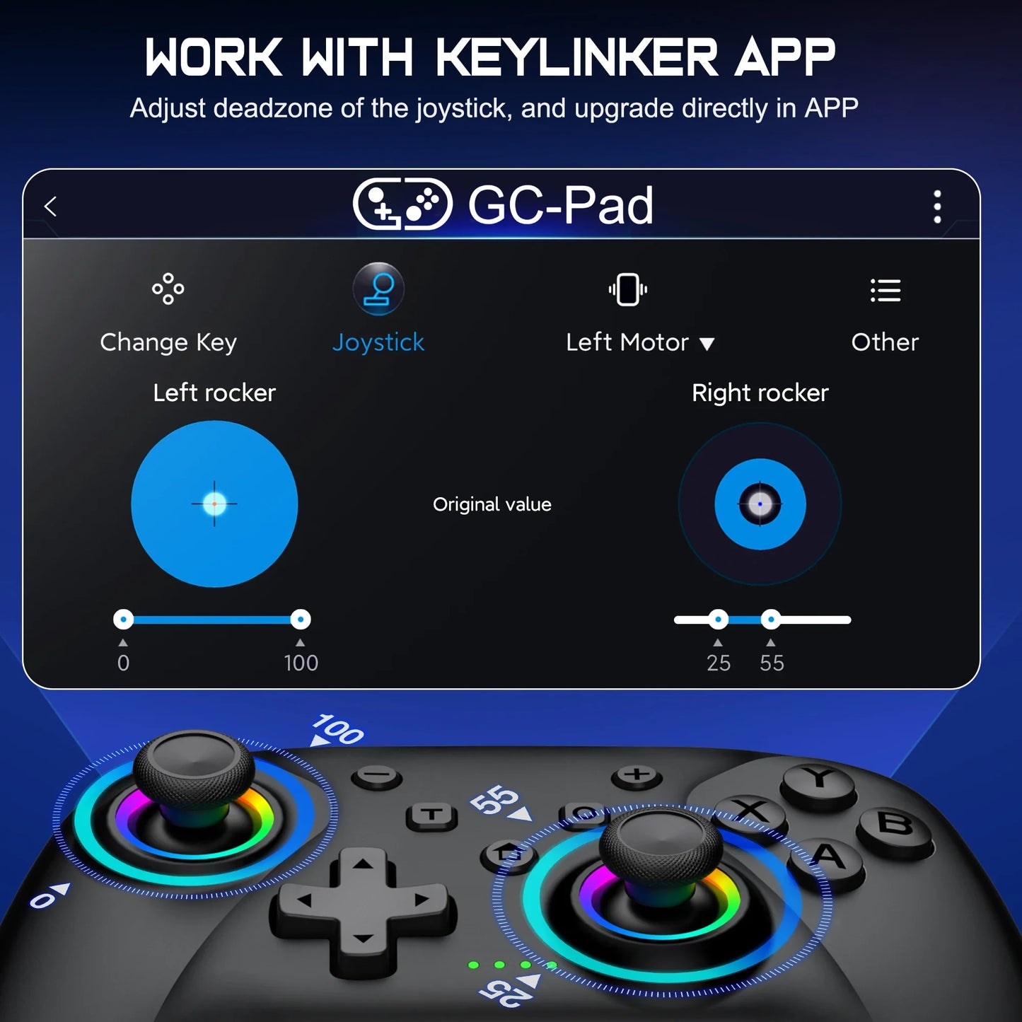 NC300 Dual Hall Gamepad Console RGB Light Wireless Controller For Switch/Android/IOS/PC/Steam