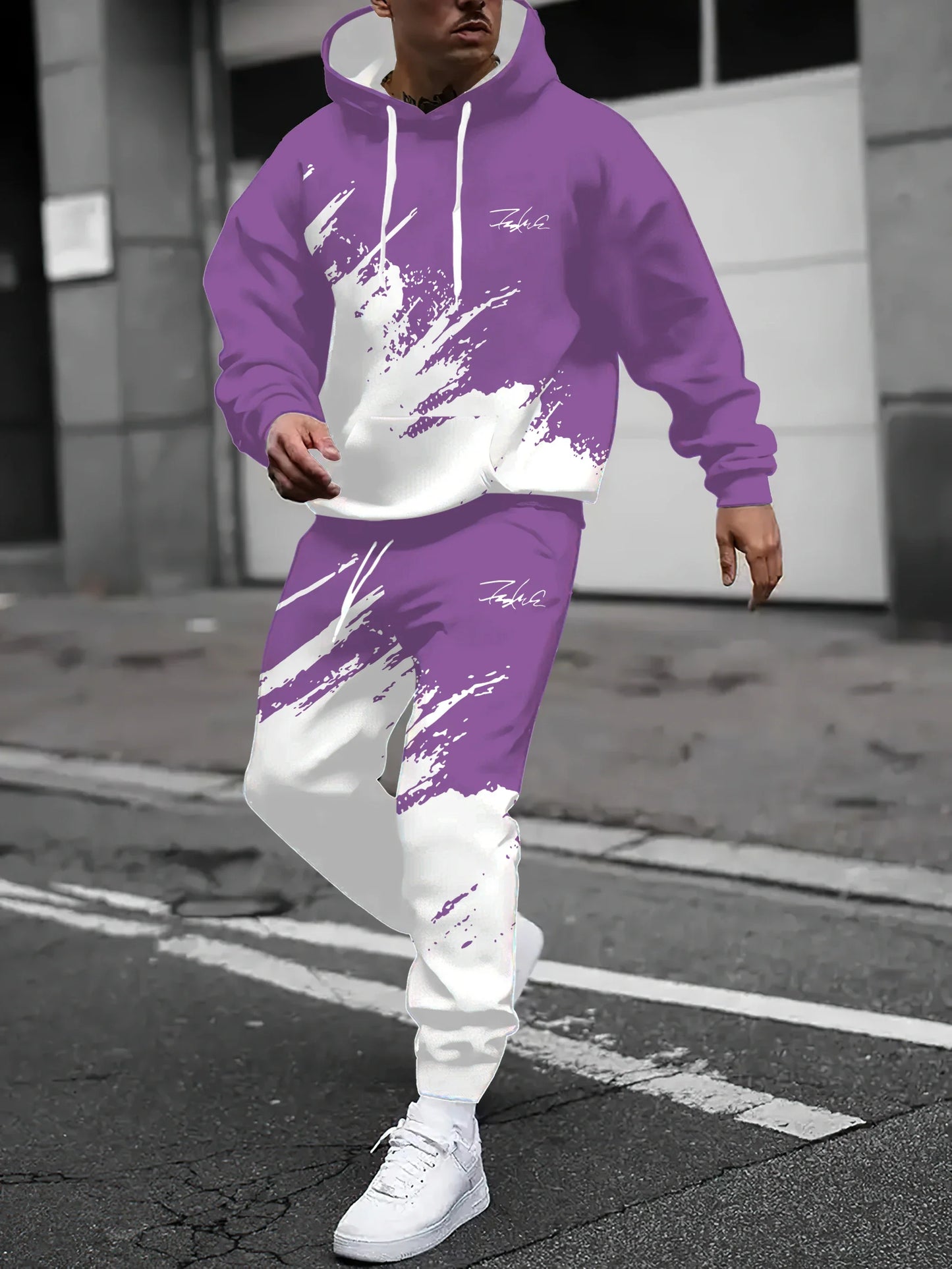 2025 Spring and Autumn, New Men hoodie set casual roller skating, 3D printed street men wear.