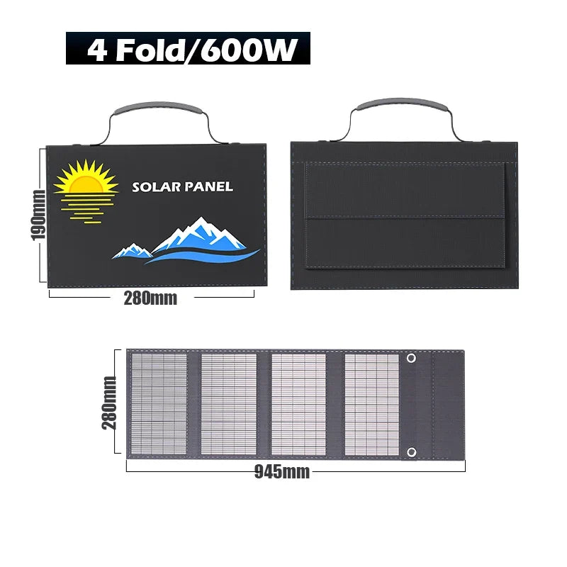 Portable Solar Panel Folding Bag 1000W, Fast Charging With USB+DC, Suitable For Outdoor Hiking, Camping, and Mobile Phones