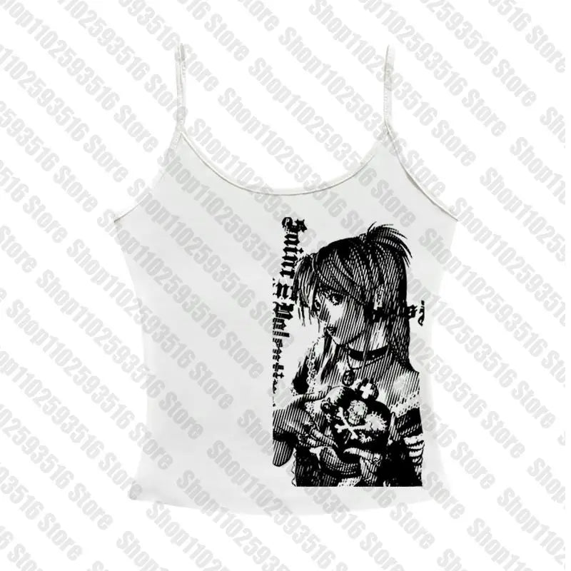 Y2k anime Streetwear O-neck 90s Text Printing , Simple Vintage Crop Aesthetic T-shirt.