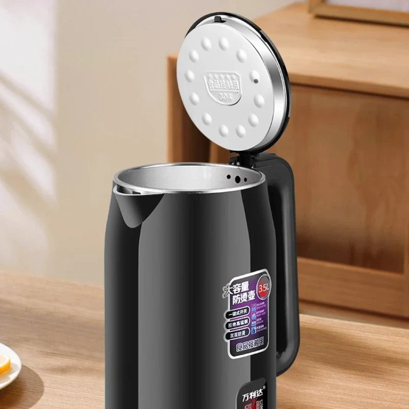 Electric Kettle 3.0L, Double-Layer Anti-Scald Design, Food-Grade Stainless Steel, 1500W Fast Boil, Insulated Handle