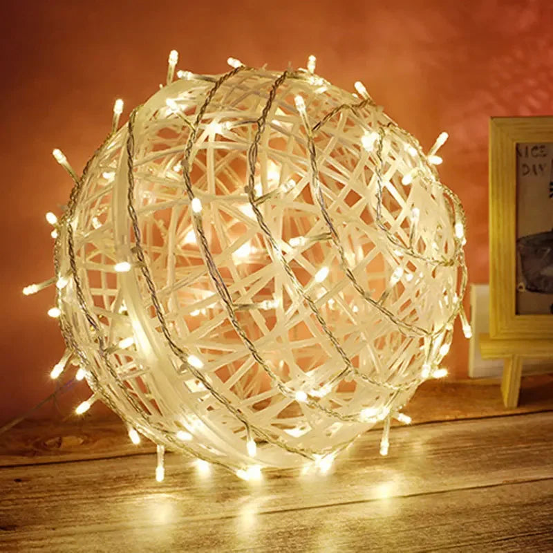LED String Lights Christmas Tree Decoration 30CM 20CM Rattan Ball Hanging Lamp Holiday Wedding Fairy Garland Light Outdoor Home