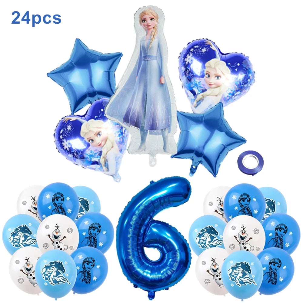 Frozen Anna Elsa Princess Birthday Party Decorations Balloon Disposable Tableware Party Supplies