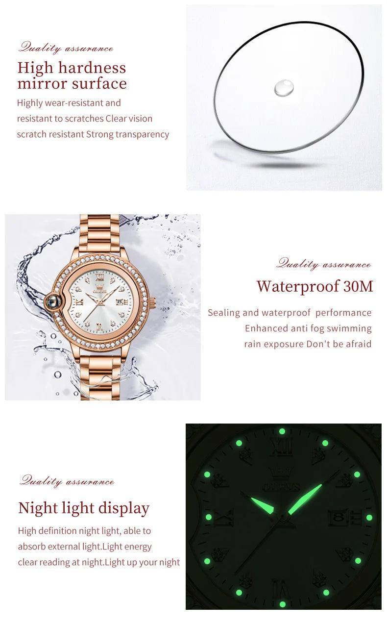 OLEVS 5588 Original Certification Women's Watches Love Expressing Watch Quartz Watch for Lady's Waterproof Date Dress Wristwatch