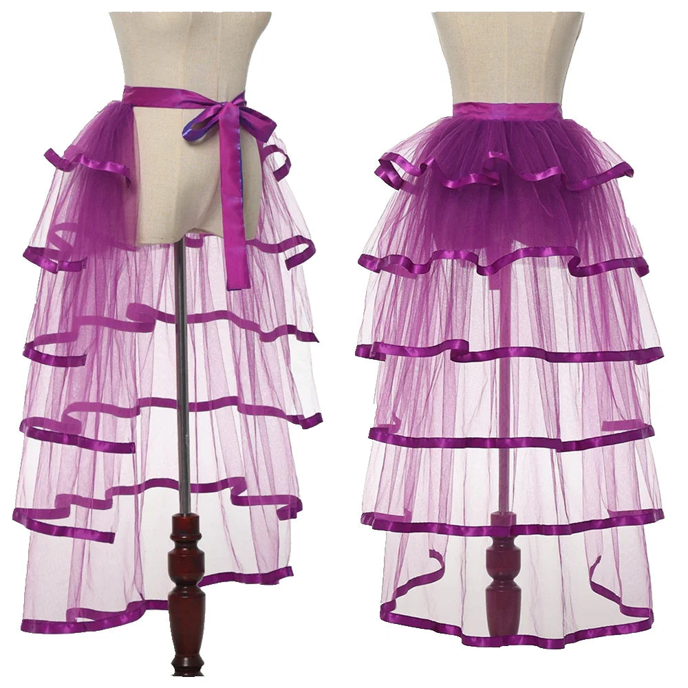 Steampunk Skirt Ruffles Tulle Overskirt Women Lady Gothic Punk Sexy Lolita Cocktail Party Puffy Mermaid Overskirts