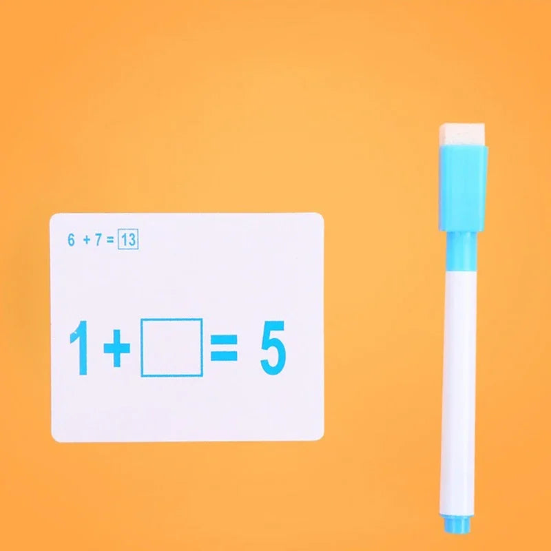 Mathematical Math Learning Tool Montessori Training Math Erasable Add Subtract Multiply and Division Table Cards Seheck for Kids