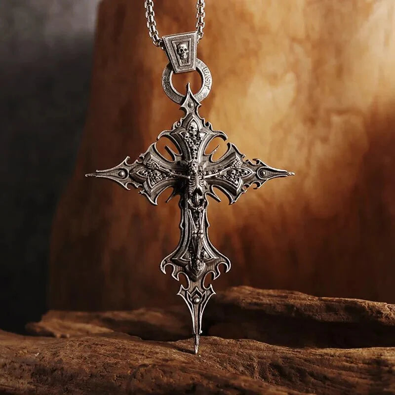 Gothic Wings Grim Reaper Pendant Half Body Skull Necklace Biker Punk Rock Jewelry Halloween Gift