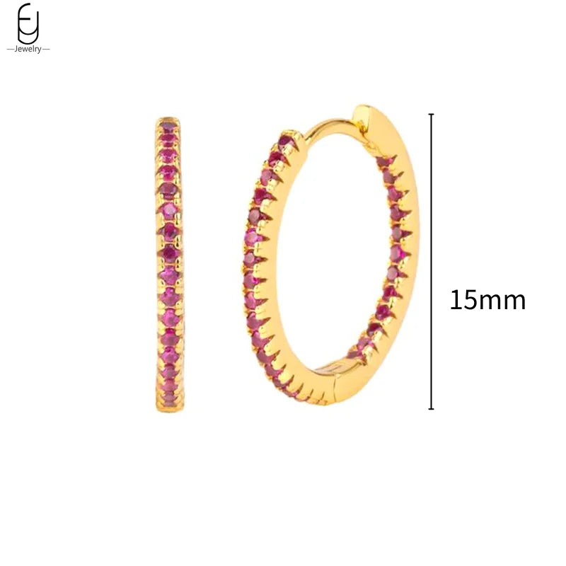 925 Sterling Silver Needle Rose Red Crystal Stud Earrings For Women Water Drop/Heart Pendant Gold Earrings Fashion Jewelry Gifts