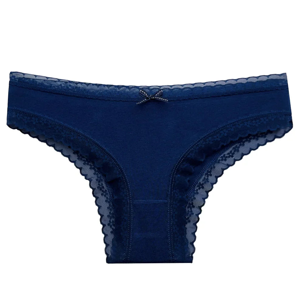 5 Pcs/Set Women Cotton Panties Sexy Lace Low Waist Underwear Girls Briefs M-XL.