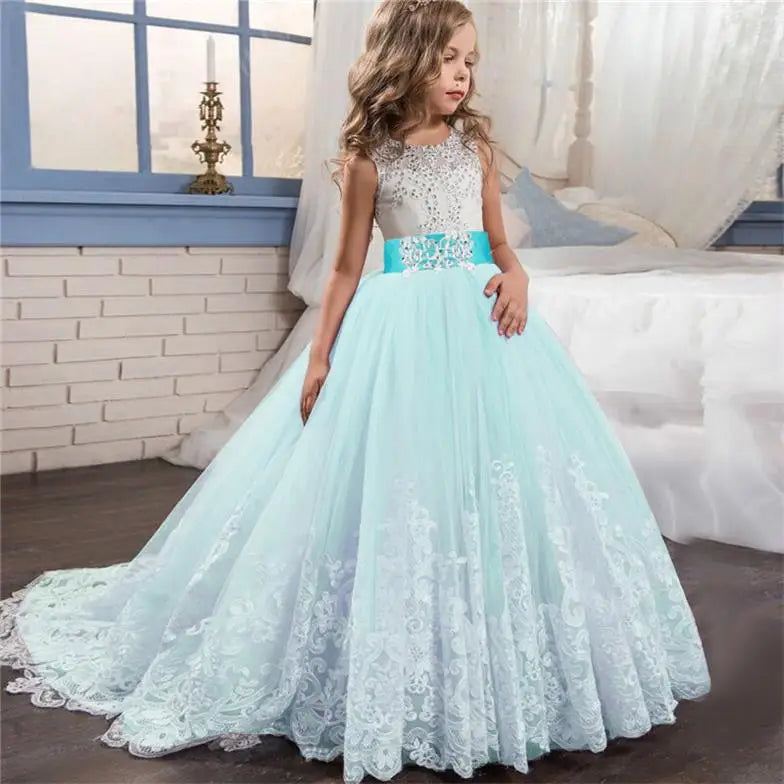 Red Christmas Clothes for Kids Girls Children's Pageant Performance Formal Gown Teen Girls Wedding Party