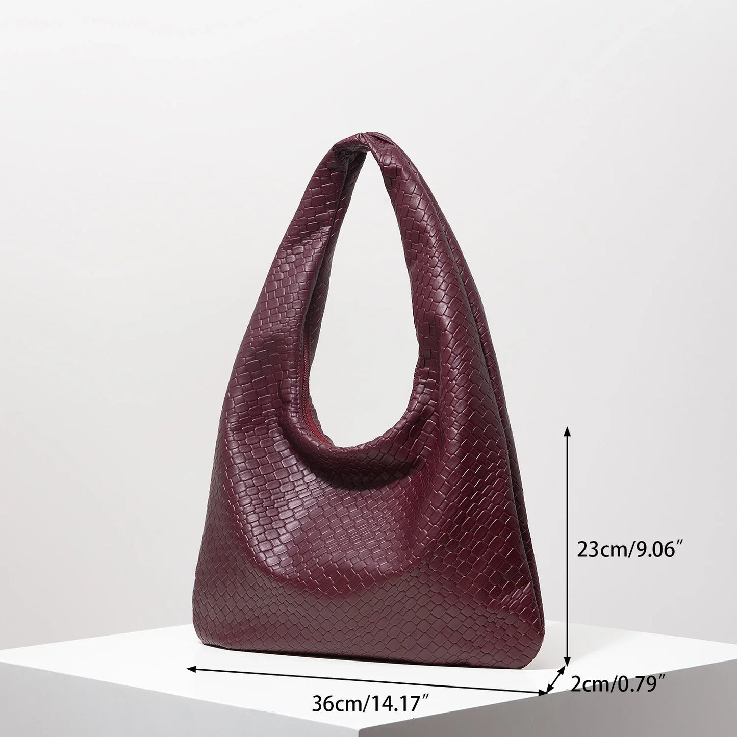 Retro Artificial Woven Leather Shoulder Bag, Women's Handbag, Large Capacity Tote Bag, Crescent Bag, Zipper Armpit Bag, Daily Commuter Bag (Random Pattern)