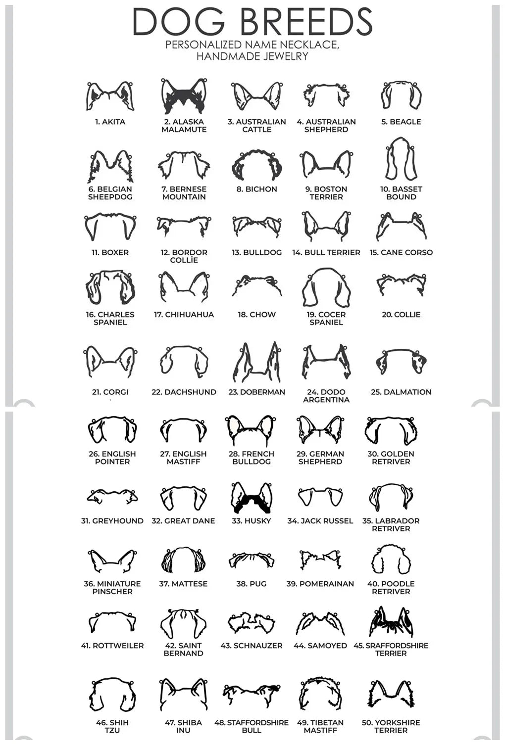 Multiple Dog Ear Personalized Name Necklace Custom Pet Jewelry Memorial Gift For Women Dog Head Stainless Steel Choker Necklaces
