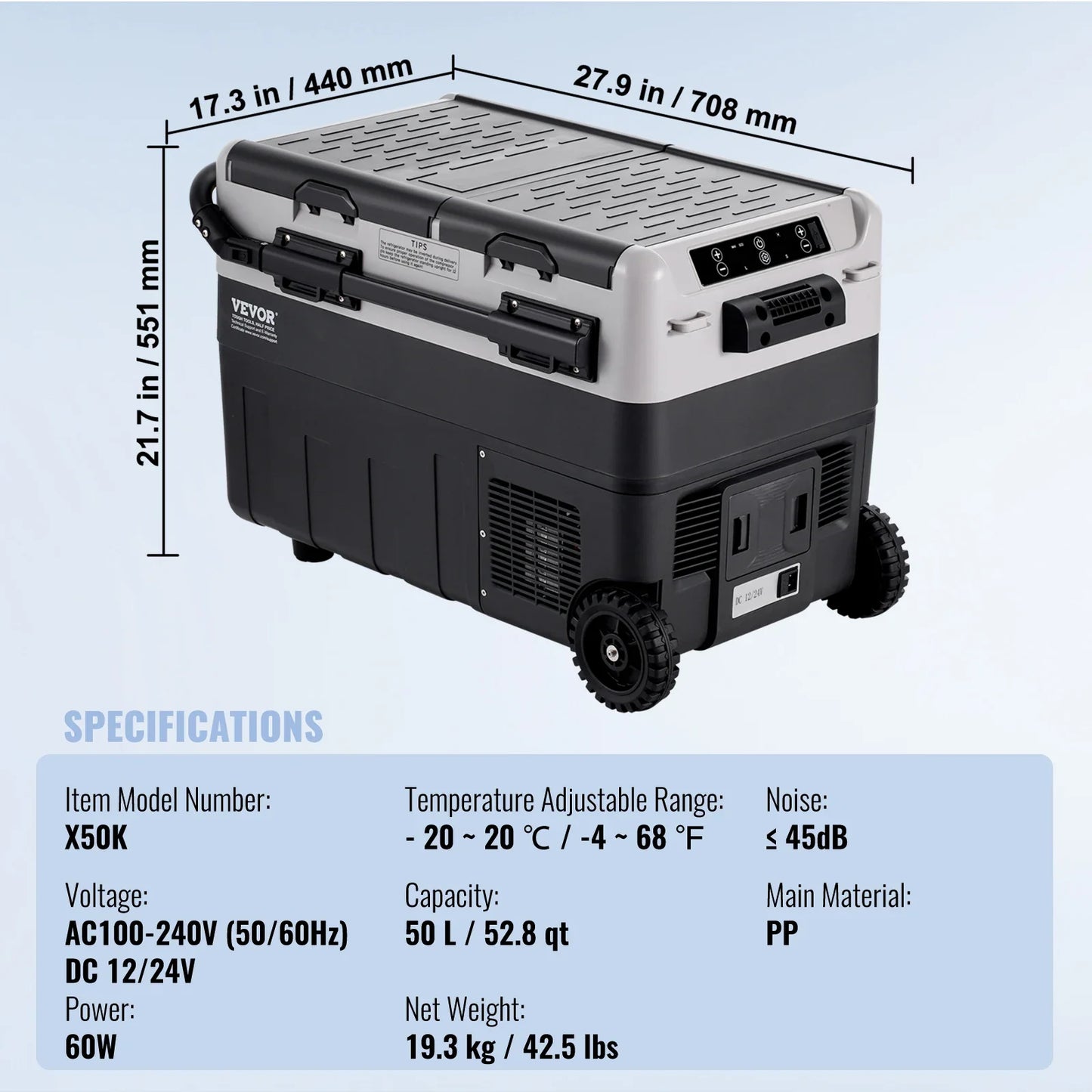 SucceBuy 40/50/58L Portable Car Refrigerator 12VoltCar Refrigerator Fridge Dual Zone Portable Freezer Compressor Cooler for Home