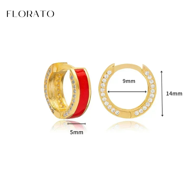 925 Sterling Silver Ear Needle Rose colors Zircon Hoop Geometric Pendant Earrings for women Luxury Fashion Wedding Jewellery2023