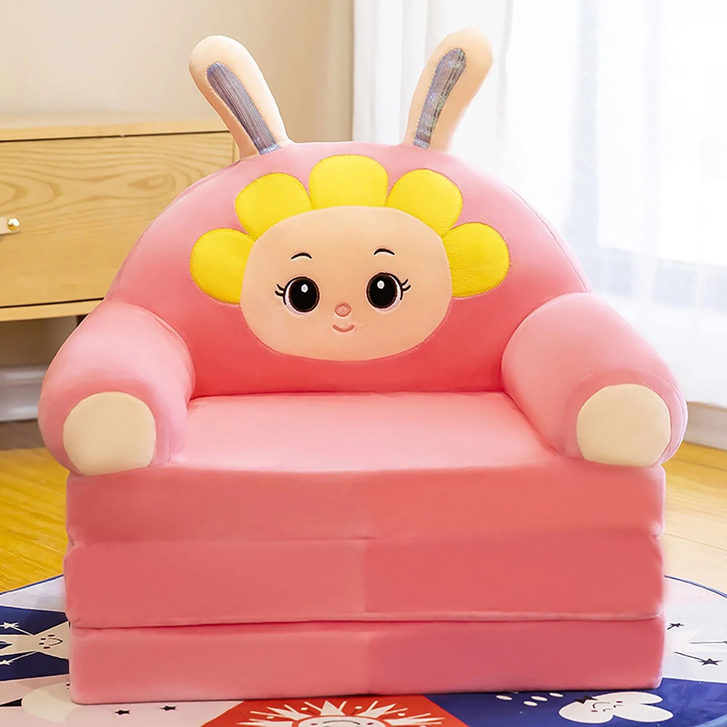 Support Seat Plush Soft Stuffed Animals Lazy Fold Sofa Cover Removed and Washed for Nursery Playing Room Home Small Child Seat