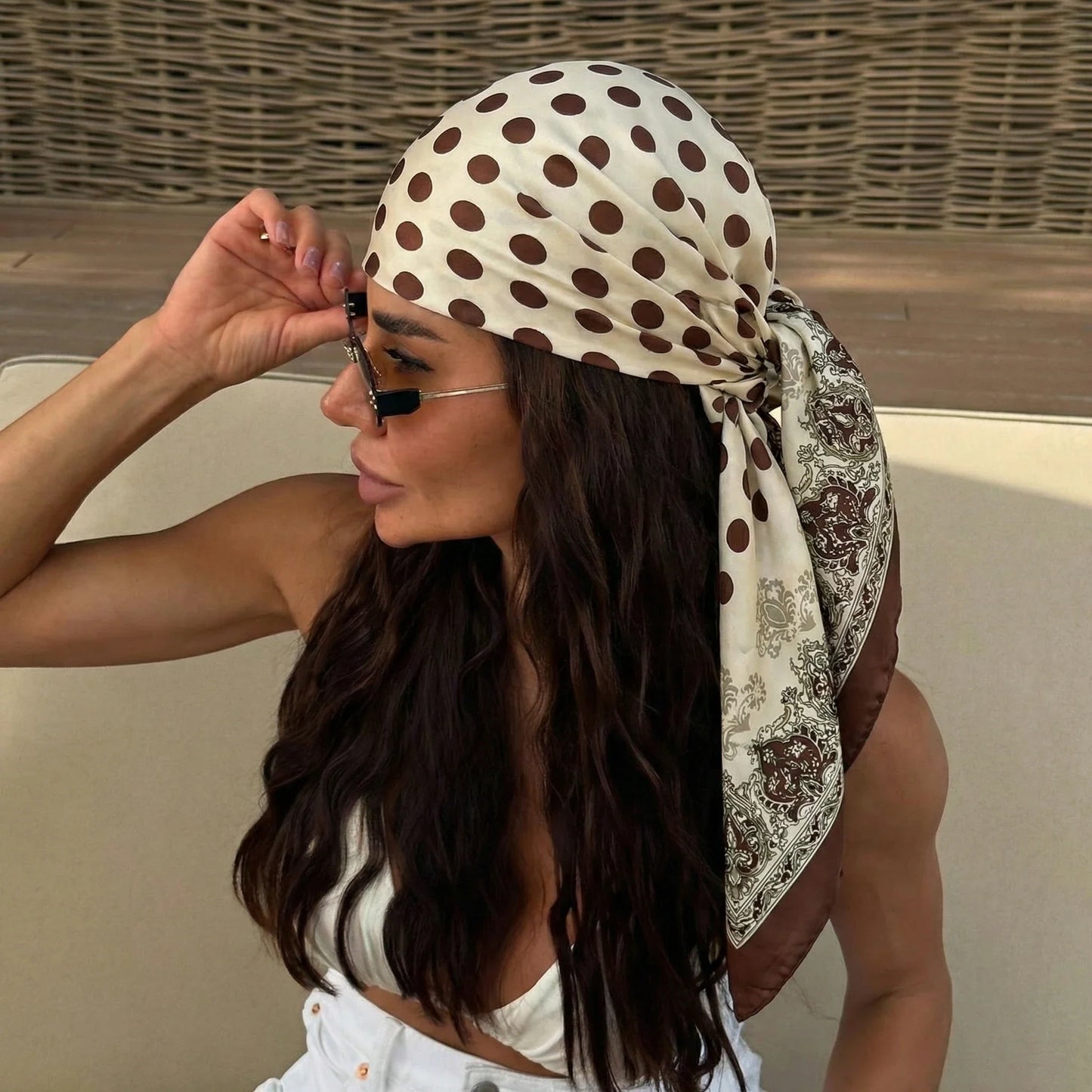 2026 Dot Print Square Scarf For Women Silk Shawl Neckerchief Female Hair Bands Head Wraps Headband Foulard Satin Hijab Bandana
