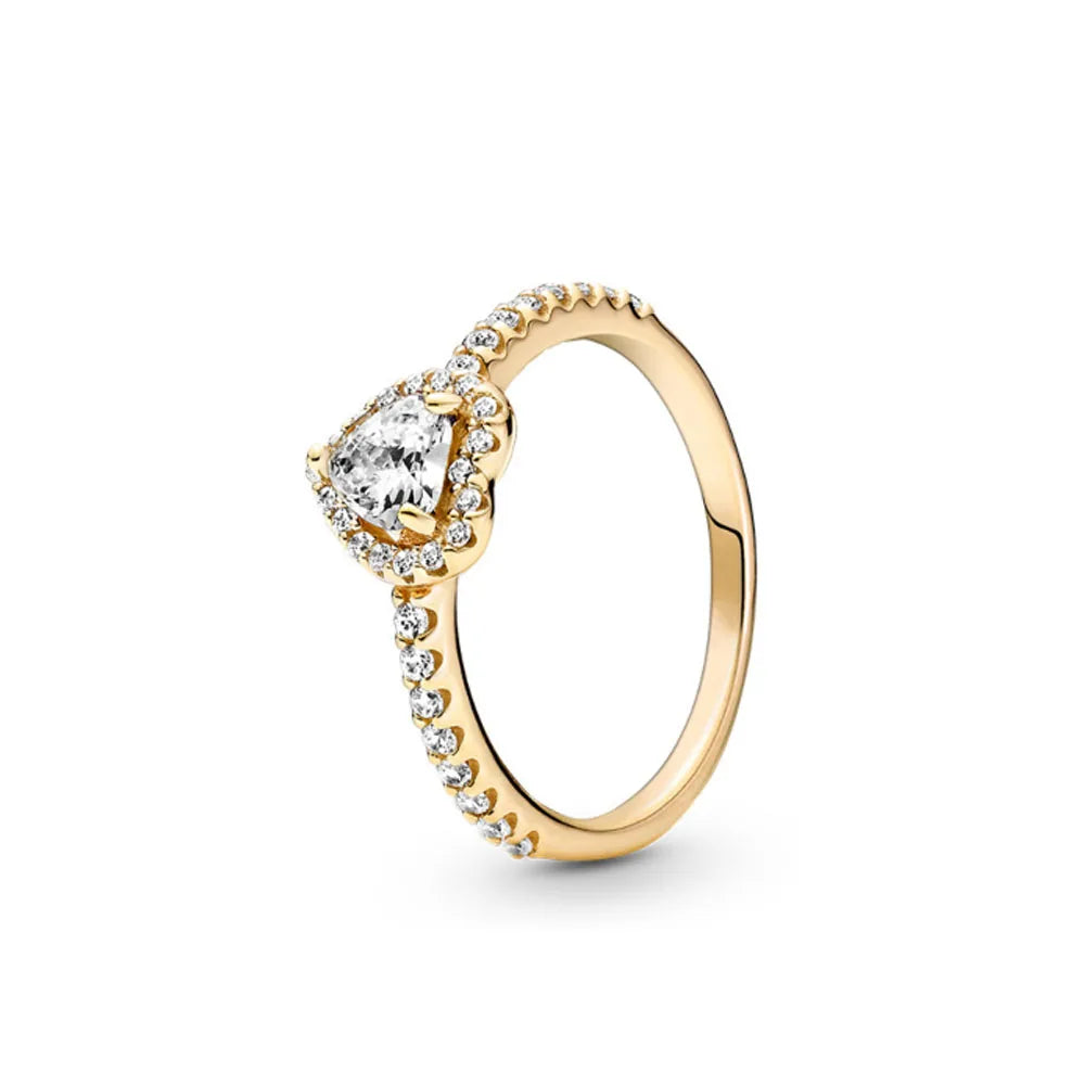 Gold Color Sun Heart Bow Size 6 7 8 9 Ring Rings for Trenday Women