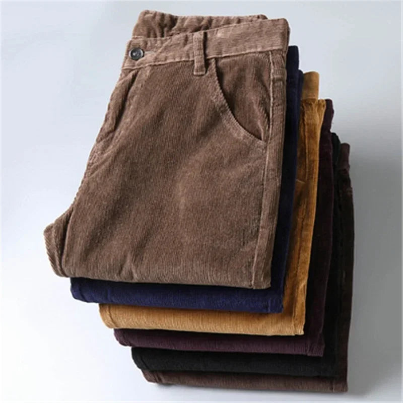 6 Color Men Corduroy Casual Pants, 2022 Autumn Winter New Style Business, Fashion Stretch Regular Fit Trousers Male Clothes.