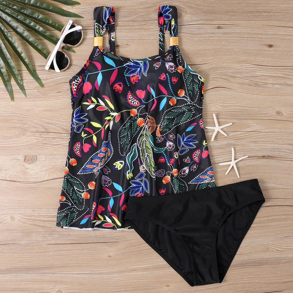 2023 New Summer Ladies Sexy Tankini Two Piece Swimsuit High Waist New Design Printing Beachwear Women's High Waist Swimsuit