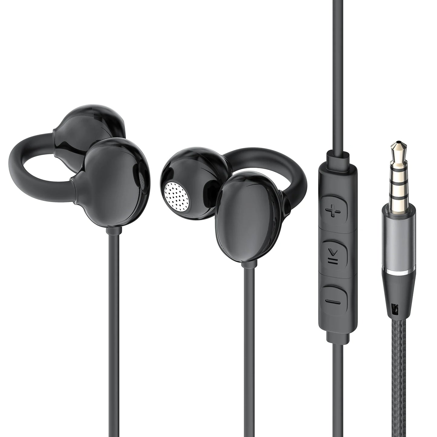 Hellodigi Wired Earphones With Microphone Ear Clip Wired Earbuds 3.5mm/Type-C Plug for PC Laptop iPhone 15 Samsung HIFI Earsets