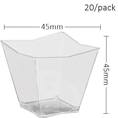 20 Pieces x Home Party Disposable Plastic Tableware Supplies, 70*44mm/60ml Petal Dessert Cake Bowl