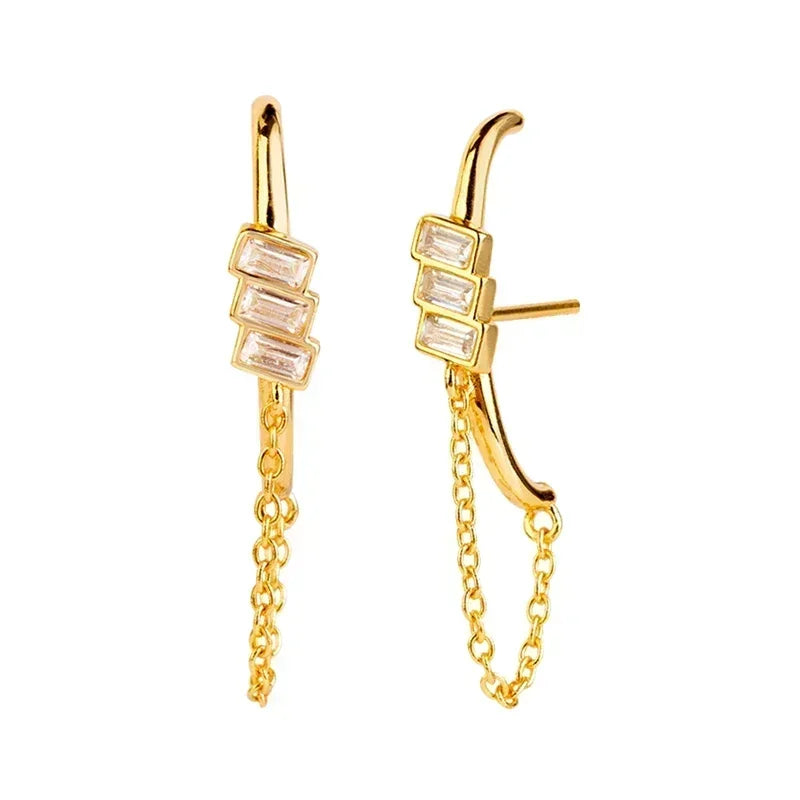 Cartilage 925 Silver Earrings Fashion C-shaped Zircon ear studs European American Geometric Piercing Earrings For Women Jewelry