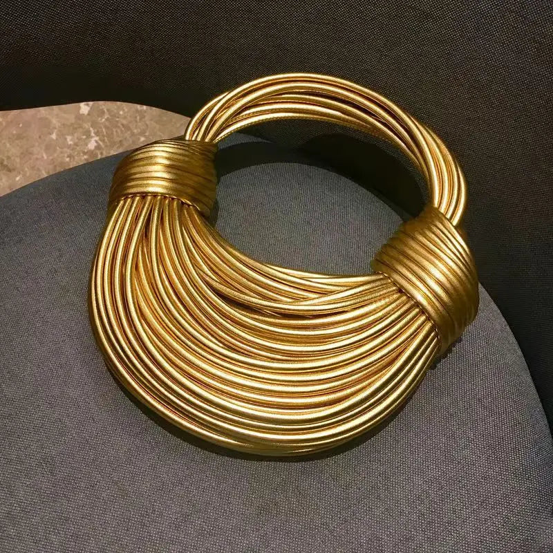 Handbags for Women 2023 New in Gold Luxury Designer Brand Handwoven Noodle Bags Rope Knotted Pulled Hobo Silver Evening Clutch