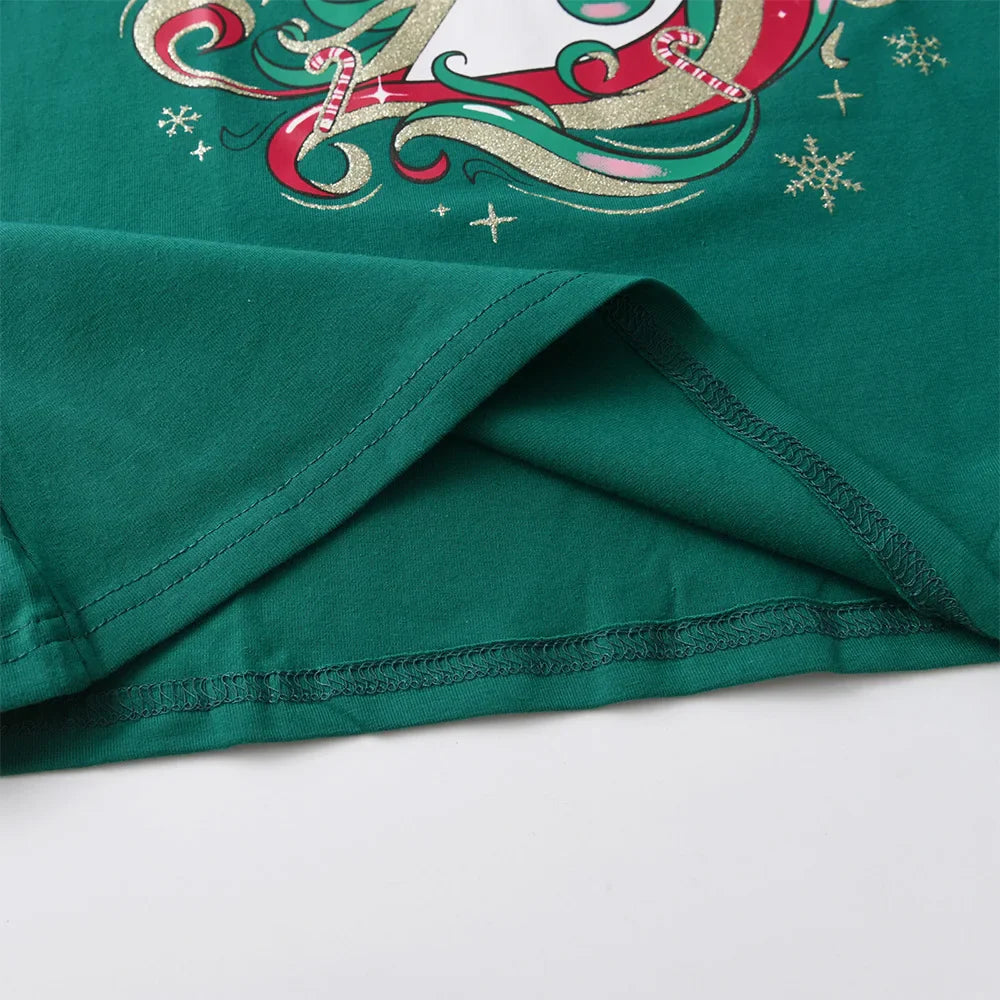 DXTON Girls Unicorn Cartoon Print Kids Green Cotton Print